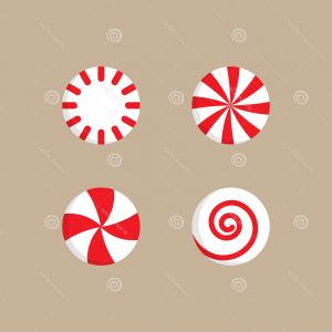 300x300 Christmas Peppermint Candy Vector Illustration Icon Set Round Red