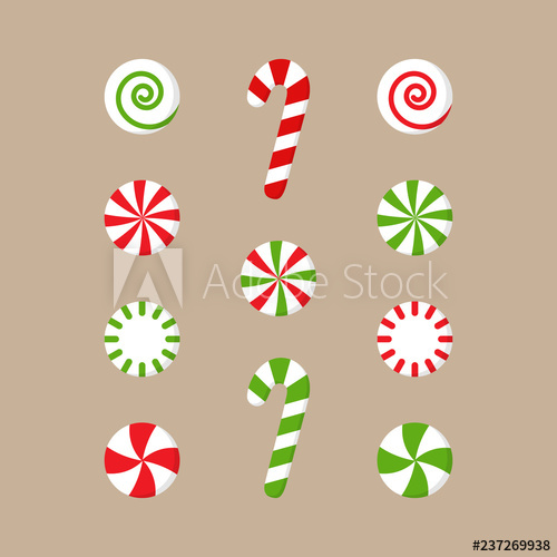 500x500 Christmas Peppermint Candy Vector Illustration Collection Round