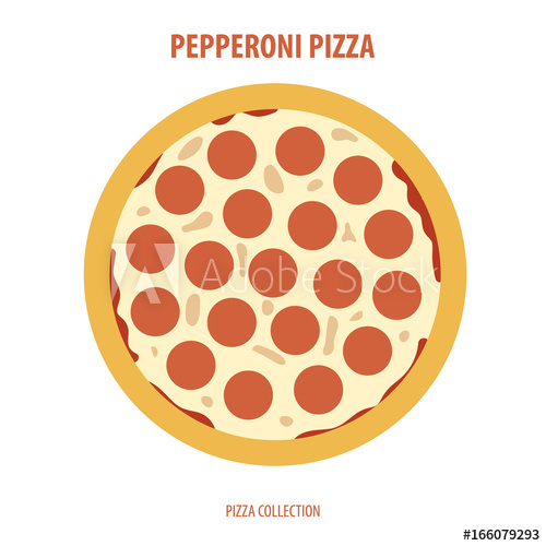 Pepperoni Pizza In Top View Flat Design Vector Illustration 500x500 Pepperoni Pizza In Top View Flat Design Vector Illustration
