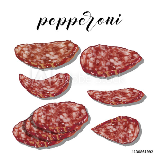 Pepperoni With Slices On A Colourful Background Vector 500x500 Pepperoni With Slices On A Colourful Background Vector