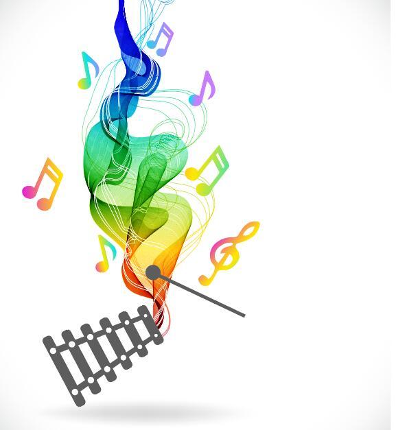 577x627 Percussion Instruments With Colored Wave Background Vector Free