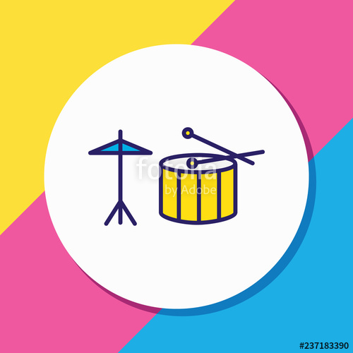 500x500 Vector Illustration Of Drum Icon Colored Line Beautiful Lifestyle