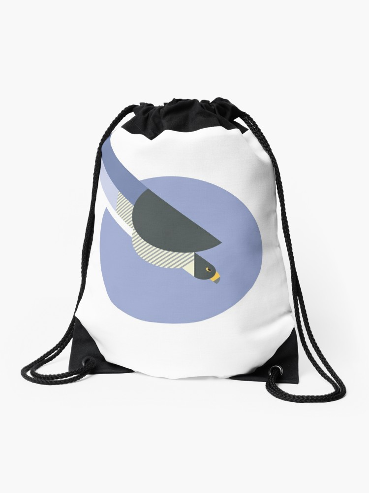 750x1000 Peregrine Falcon Geometric Vector Illustration Drawstring Bag