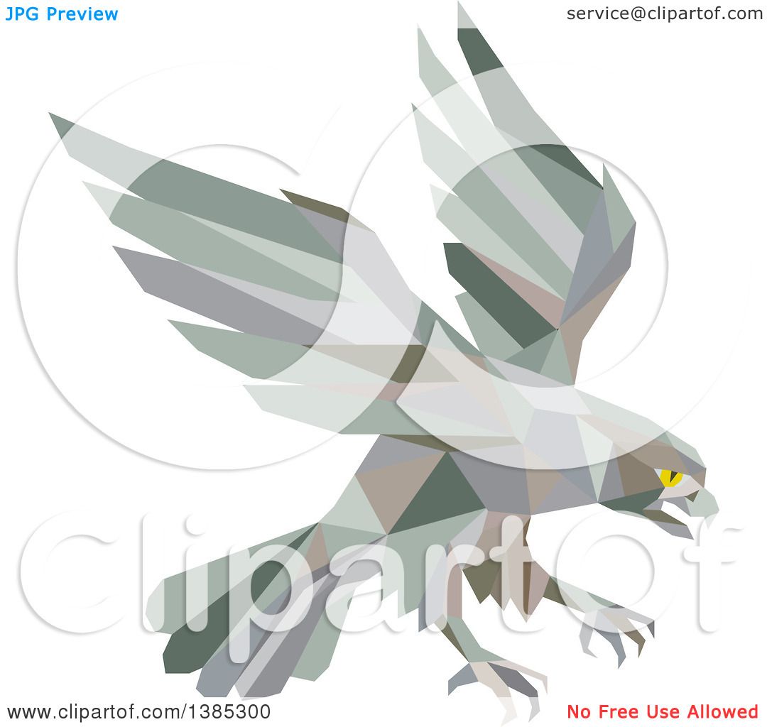 1080x1024 Clipart Of A Retro Geometric Low Poly Peregrine Falcon Swooping