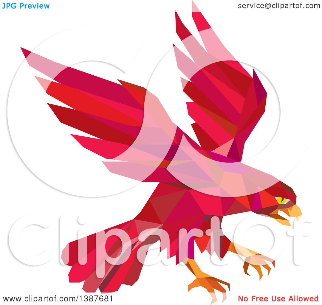 1080x1024 Clipart Of A Retro Geometric Red Low Poly Peregrine Falcon