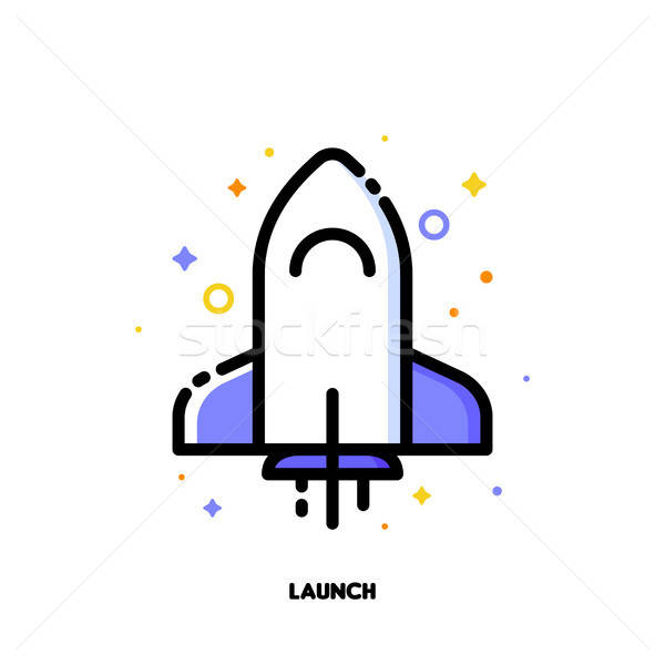 600x600 Icon With Launching Rocket For Startup Concept Pixel Perfect