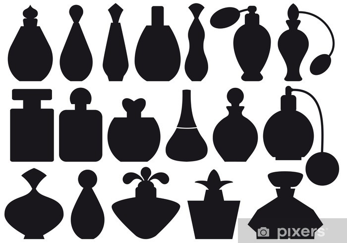 Set Of Vintage Perfume Bottles, Vector Wall Mural 700x490 Set Of Vintage Perfume Bottles, Vector Wall Mural