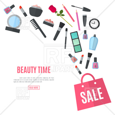 400x400 Make Up Concept With Lipstick, Comb, Brush, Palette, Perfume