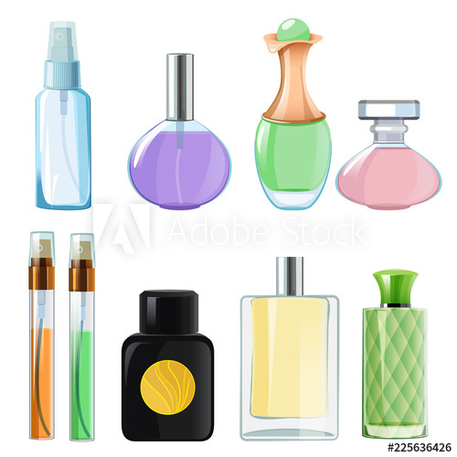 500x500 Woman Perfumes Glass Bottles Of Perfume Vector Aroma Container