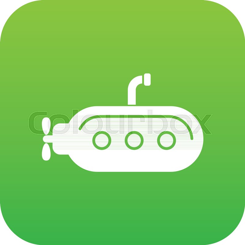 800x800 Submarine With Periscope Icon Green Stock Vector Colourbox
