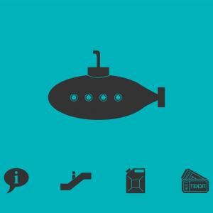 300x300 Submarine With Periscope Icon Flat Vector Createmepink