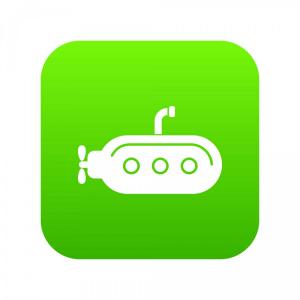300x300 Submarine With Periscope Icon Green Vector Createmepink