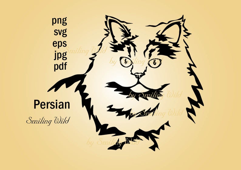 794x561 Persian Cat Clipart Vector Graphic Art Instant Etsy