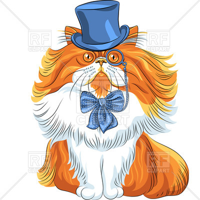 400x400 Sitting Persian Cat In A Top Hat, Glasses And Bow Tie Vector Image