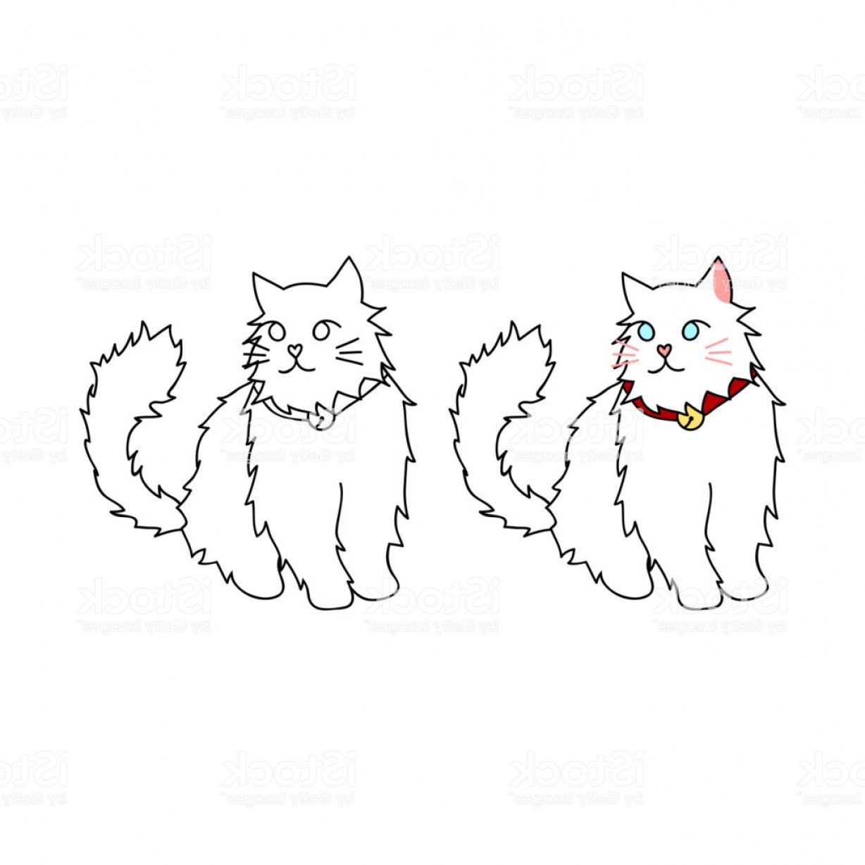 1228x1228 Cute White Persian Cat Vector Illustration Gm Handandbeak