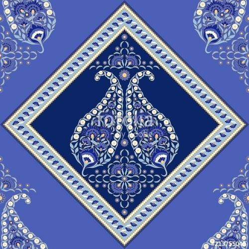 500x500 Persian Rug Pillows Floral Paisley Pattern Vector Seamless Border