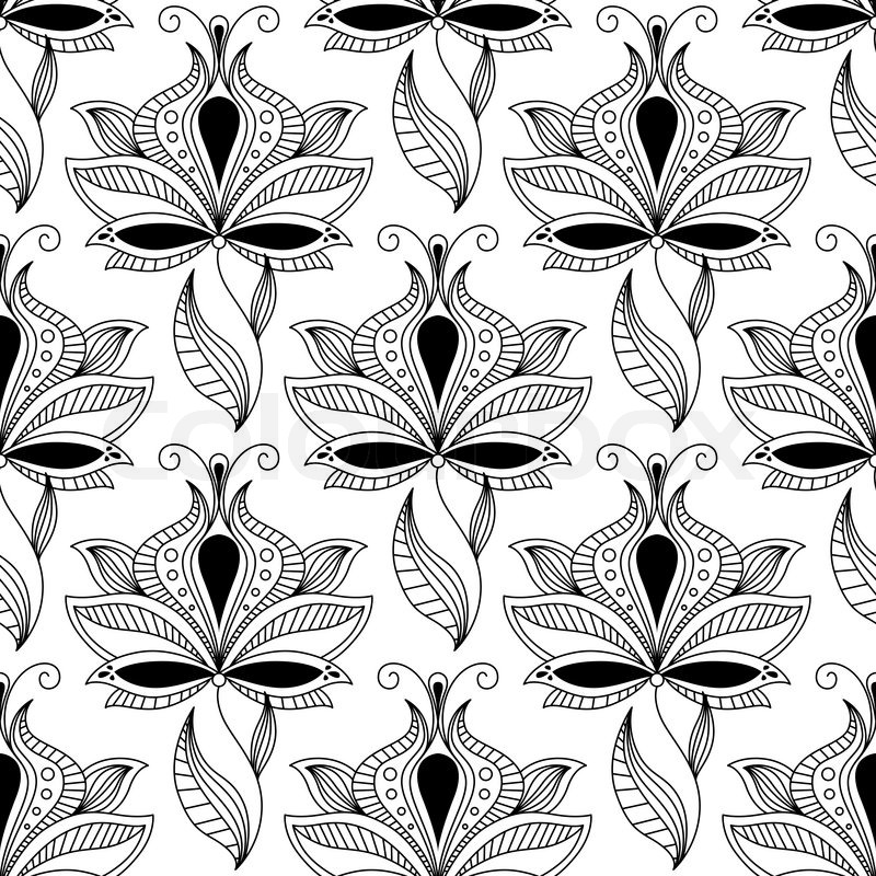 800x800 Persian Black Paisley Seamless Pattern Stock Vector Colourbox
