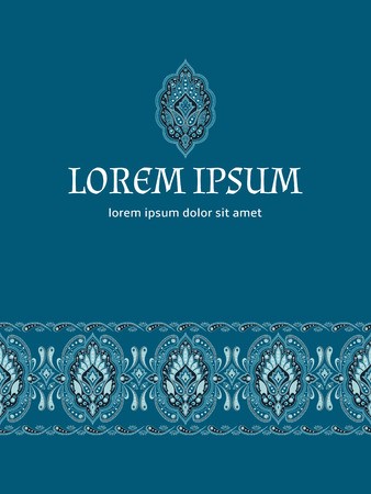 338x450 Floral Indian Paisley Pattern Vector Border Card Persian Vintage