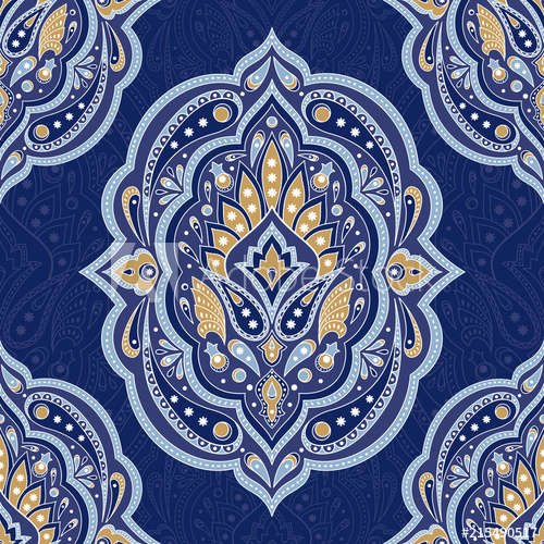 500x500 Floral Indian Paisley Pattern Vector Seamless Vintage Flower