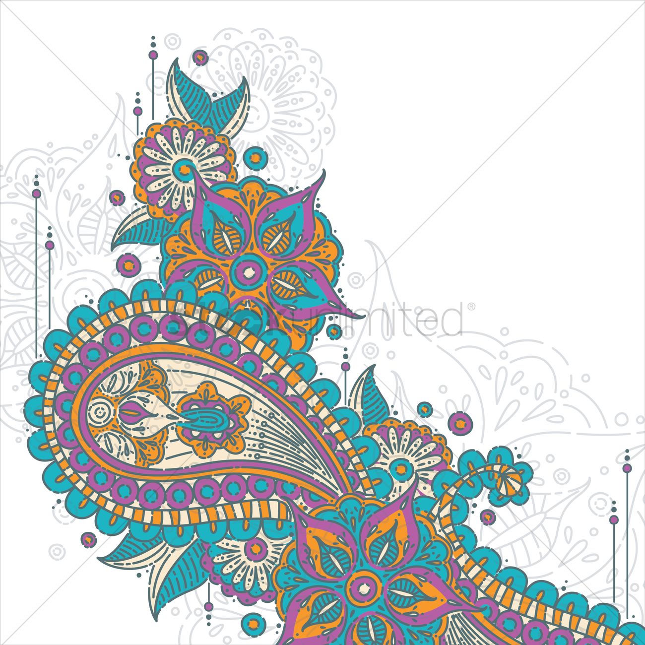 1300x1300 Paisley Design Vector Image
