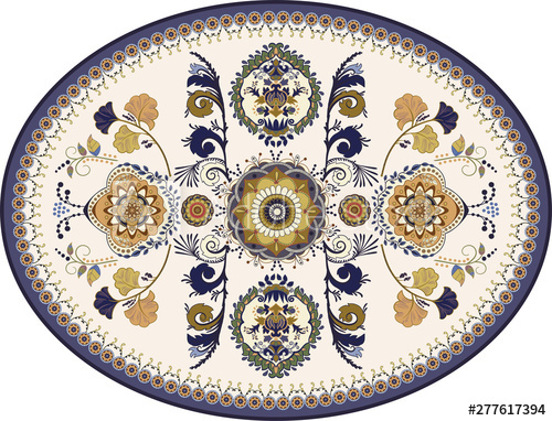 500x382 Colorful Oval Persian Vector Design For Rug, Carpet, Medallion