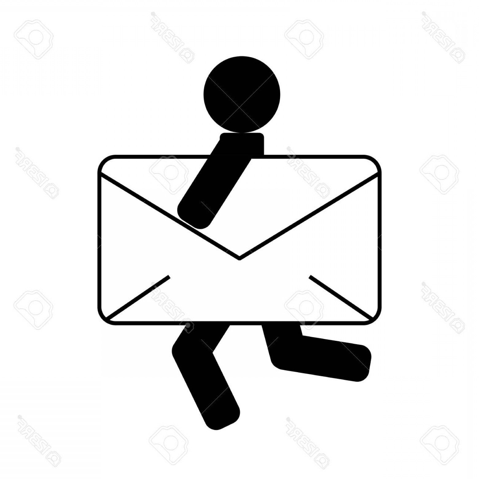 1560x1560 Photostock Vector Envelope And Person Icon Express Mail Delivery