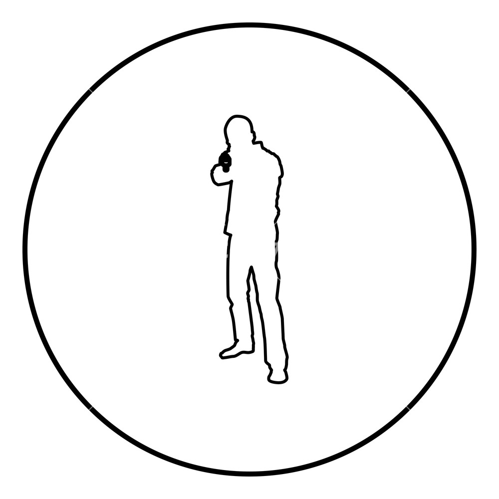 1000x1000 Man With Gun Silhouette Criminal Person Concept Front View Icon