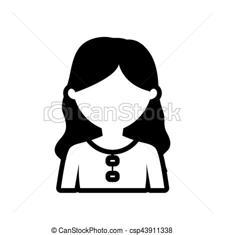 450x470 Avatar Woman Young Person Outline Vector Illustration