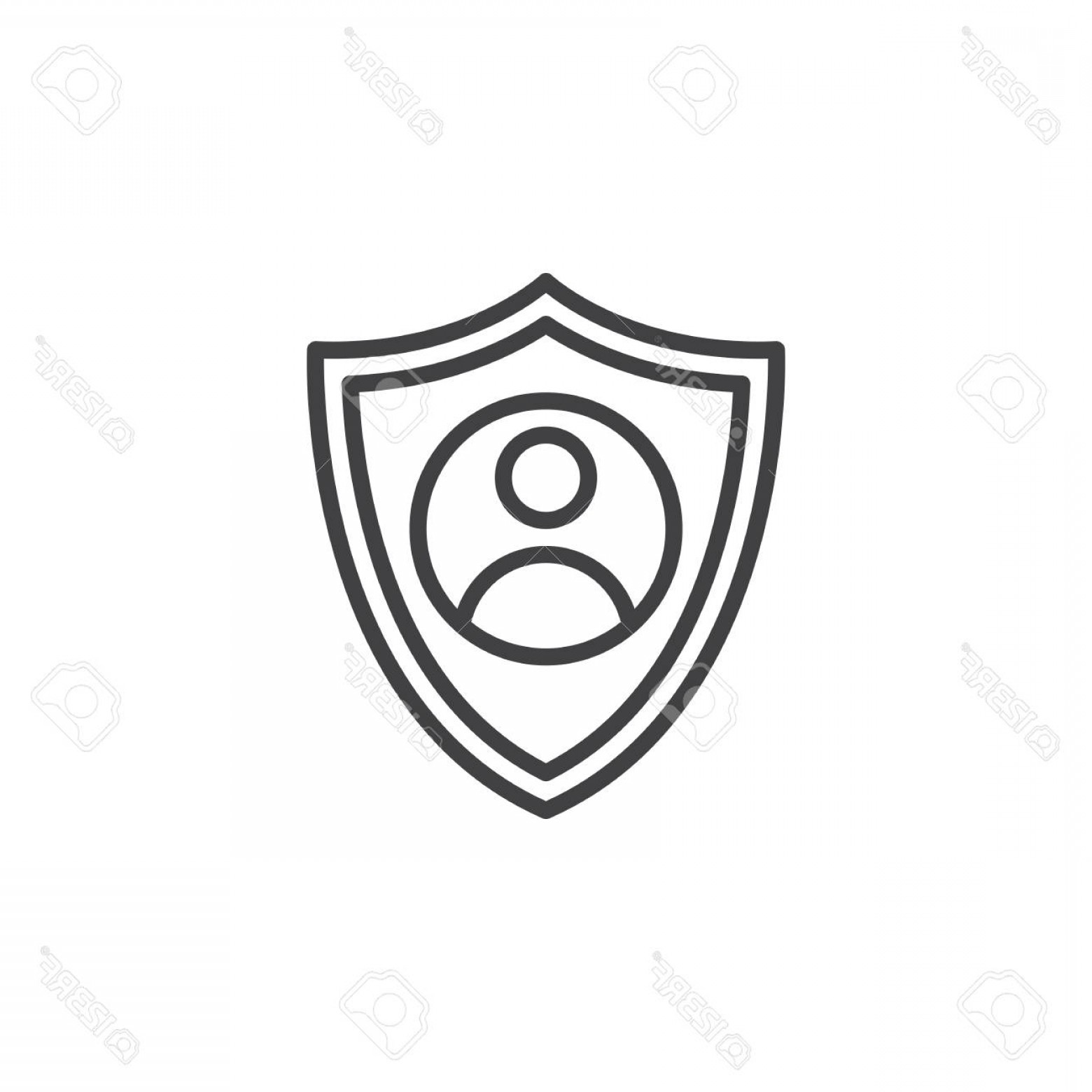 1560x1560 Photostock Vector Shield With Person Line Icon Outline Vector Sign