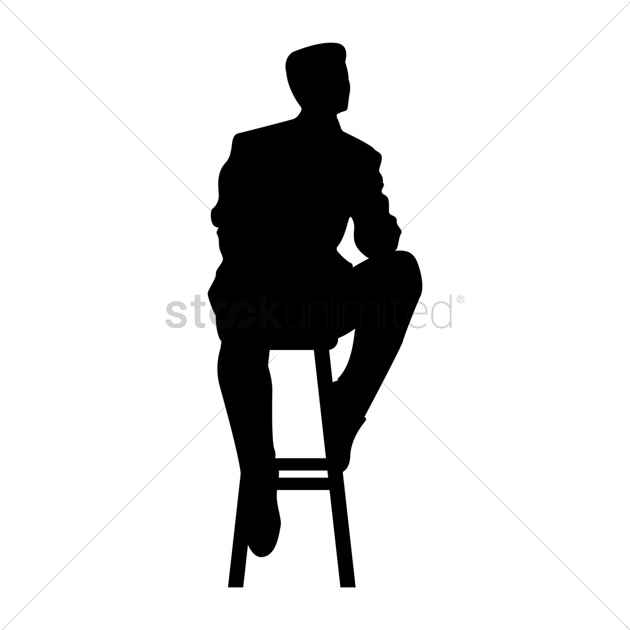 1300x1300 Silhouette Of Man Sitting On Stool Vector Image