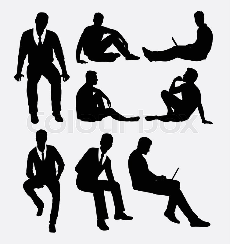 754x800 Man Sitting Silhouettes Good Use For Stock Vector Colourbox