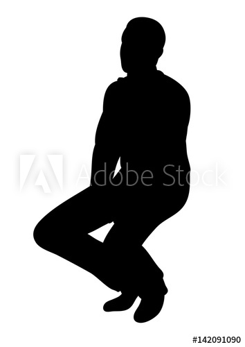 354x500 Silhouette Man Sideways Sitting Vector