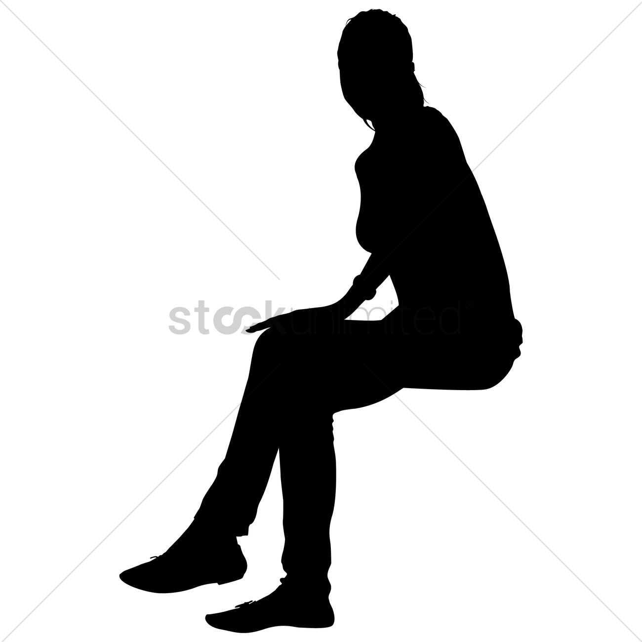 1300x1300 Silhouette Of A Lady Sitting Vector Image