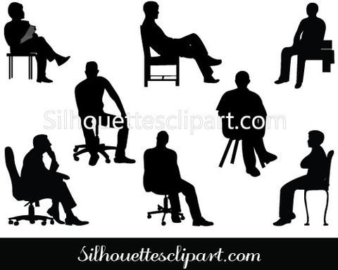 480x384 Sitting Silhouette Of Business Executives People Vector Graphics
