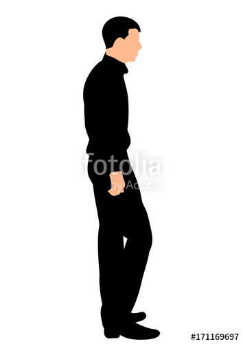 354x500 Isolated Silhouette Of A Man Standing Sideways Stock Image