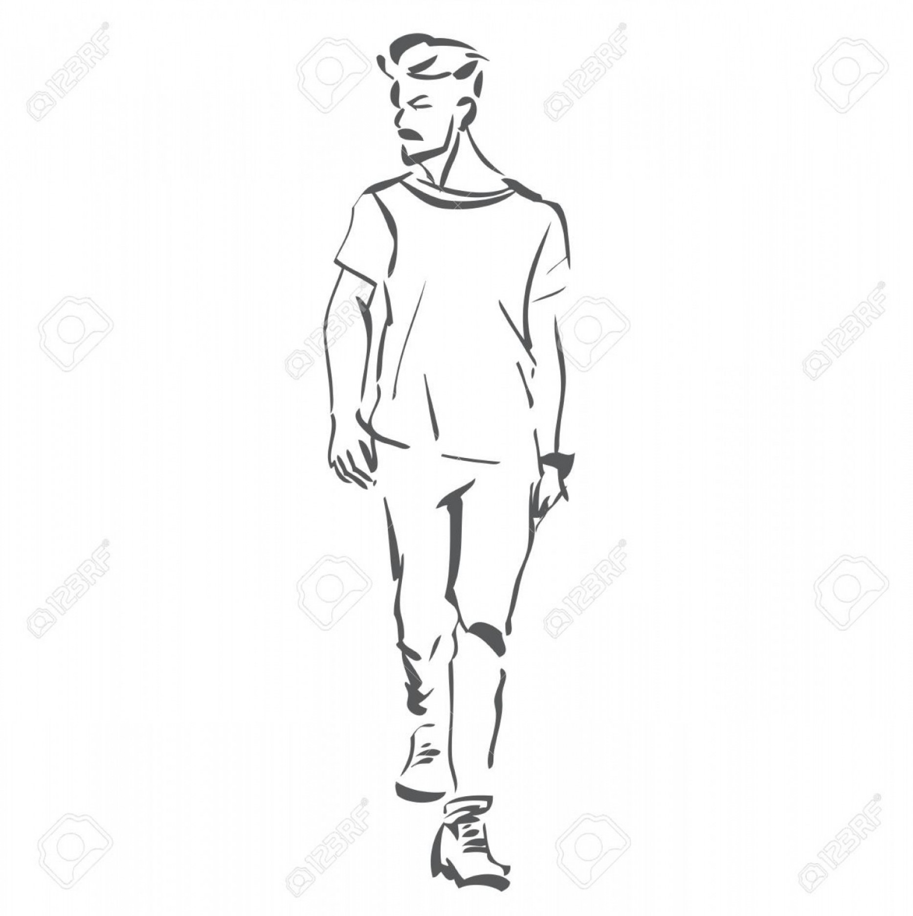 1867x1872 Photostock Vector Contour Silhouette Of Handsome Fashionable Man