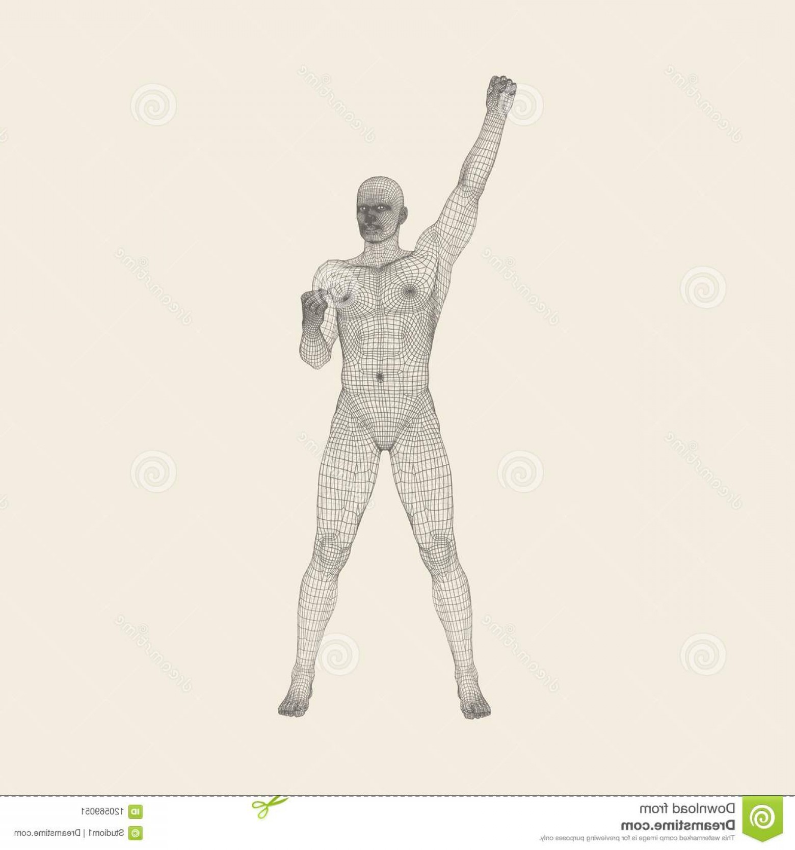 1560x1668 Standing Man Human Arm Up Victory Celebration D Model Silhouette