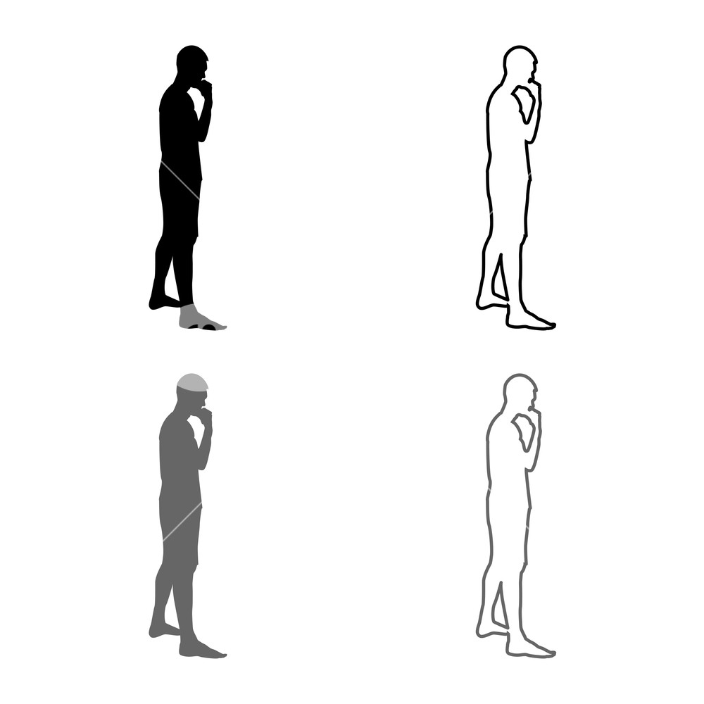 1000x1000 Thinking Man Standing Silhouette Pensive Person Side View Icon Set