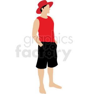 300x300 Man Standing Wearing Sun Hat Vector Clipart Royalty Free Gif
