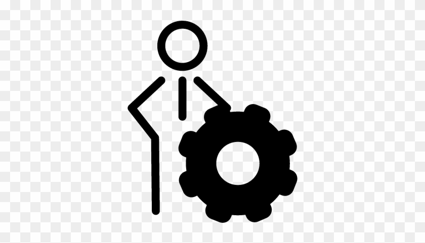840x481 Person Outline With Cogwheel Symbol Vector