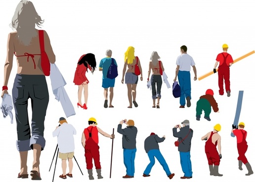516x368 People Walking Vector Free Vector Download