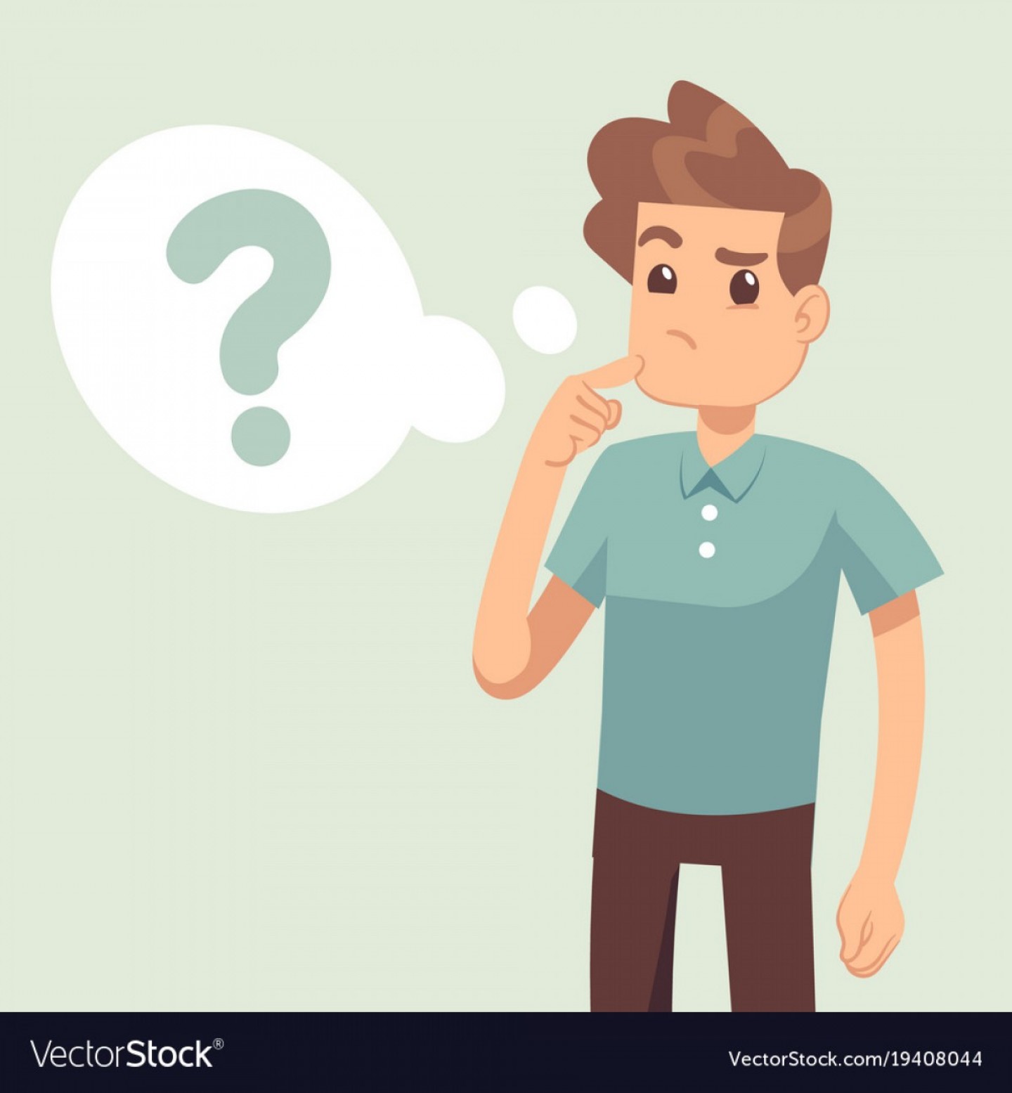 1440x1555 Cartoon Thinking Man With Question Mark In Think Vector Handandbeak