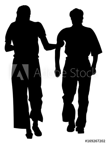 370x500 Nurse Helps Old Person To Walking Vector Silhouette Illustration