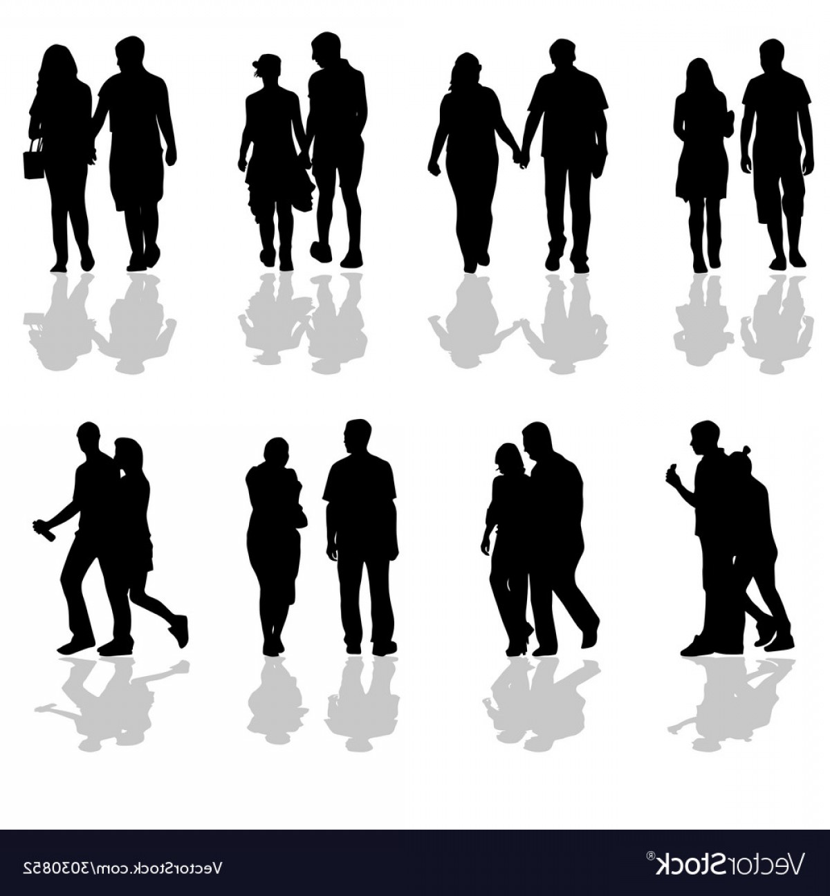 1200x1296 People Walking In Pairs Silhouette Vector Soidergi