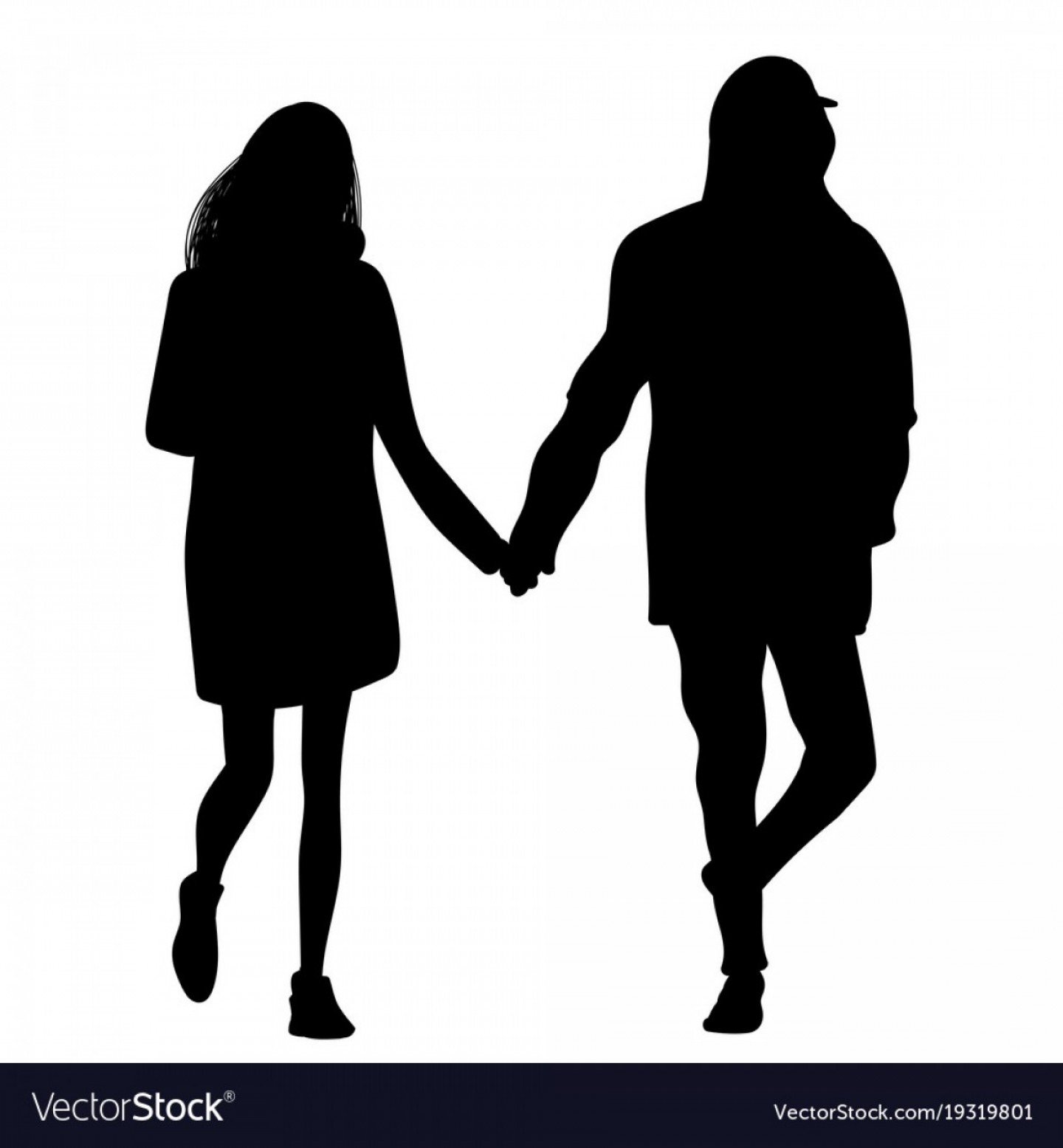 1440x1555 Silhouette Of A Girl And A Young Man Walking Vector Handandbeak