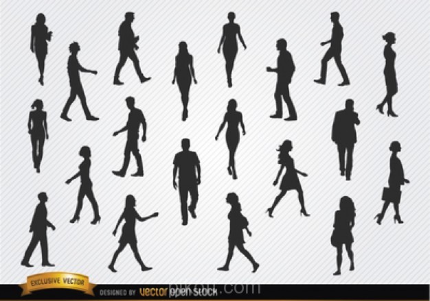 626x439 People Silhouettes Walking Vector Free Download