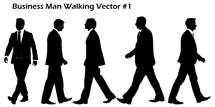 700x351 Business Man Walking Vector Silhouette