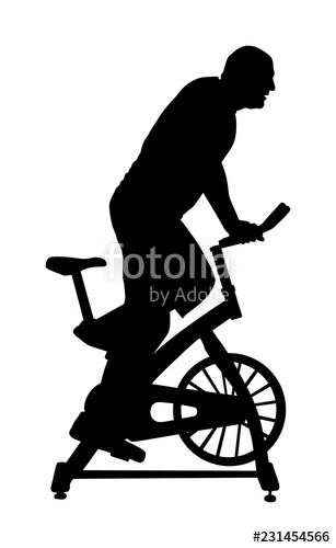 Man Work Out On Exercise Bike Vector Silhouette Biking In Gym 307x500 Man Work Out On Exercise Bike Vector Silhouette Biking In Gym
