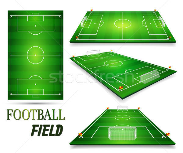 Football Field, Soccer Field Set Perspective Vector Illustration 600x504 Football Field, Soccer Field Set Perspective Vector Illustration