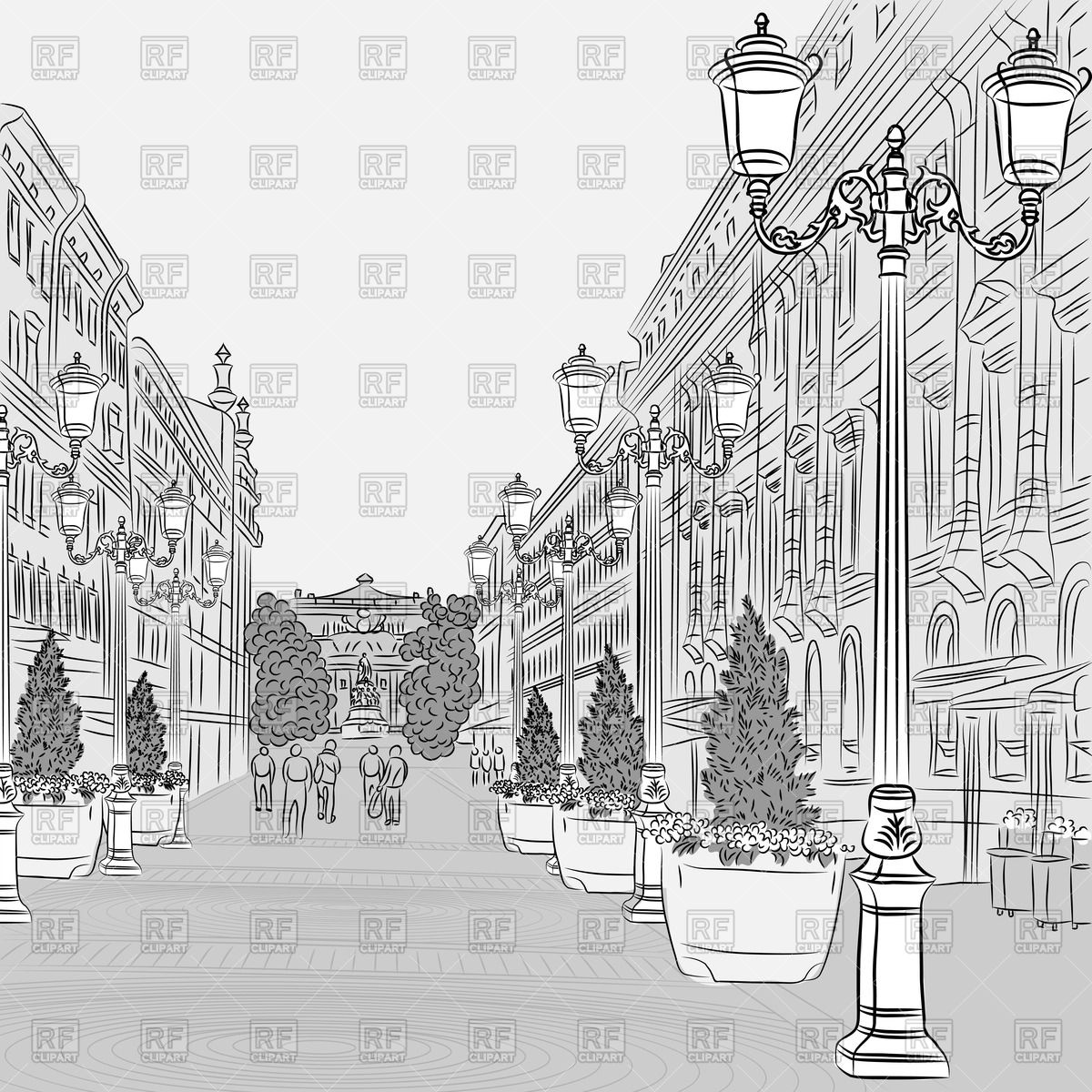 Sketch Of Cityscape In Perspective Vector Image Of Architecture 1200x1200 Sketch Of Cityscape In Perspective Vector Image Of Architecture